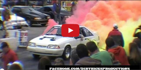 Mustang does multi colored burnout at the NMRA nationals 2012